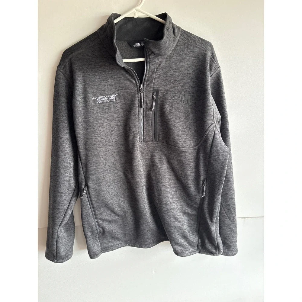 The North Face Mens Gray Pullover Fleece‎ Jacket NF0A47F7 pockets chest pocket